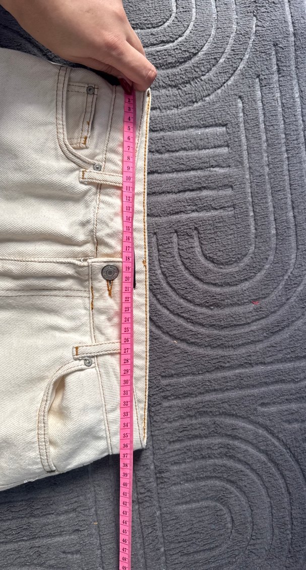 Mom kesim Bej Kadın Kot Pantolon - Görsel 3