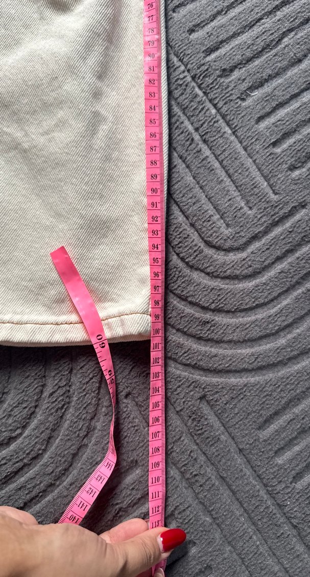 Mom kesim Bej Kadın Kot Pantolon - Görsel 5