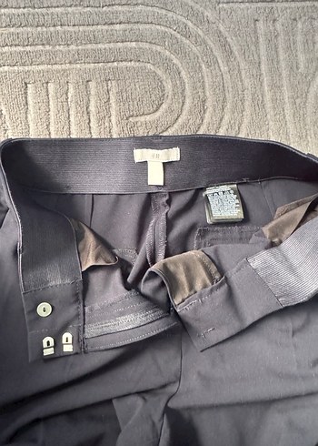 H&M Kadın Lacivert Beli Lastikli Kumaş Pantolon - Görsel 9