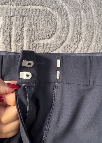 H&M Kadın Lacivert Beli Lastikli Kumaş Pantolon - Görsel 5