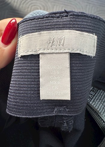 H&M Kadın Lacivert Beli Lastikli Kumaş Pantolon - Görsel 10