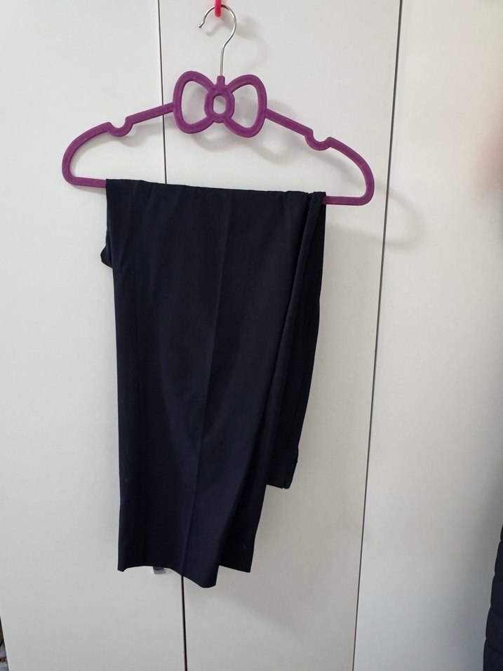 H&M Kadın Lacivert Beli Lastikli Kumaş Pantolon - Görsel 3