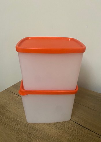 Turuncu Kapaklı Plastik Saklama Kabı Seti