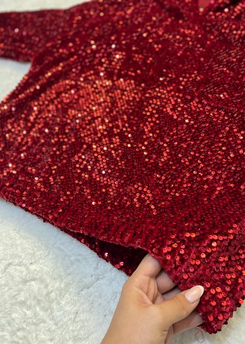 Diğer Kırmızı Parlak Pul Detaylı Sweat