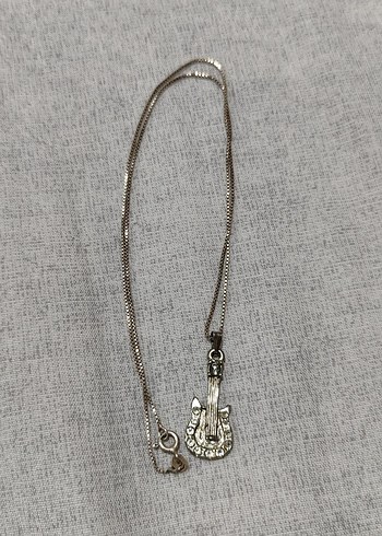 Gümüş Gitar Objeli Kolye - Görsel 2