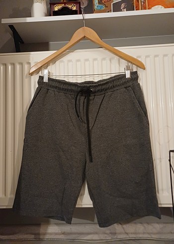 Gri Erkek Rahat Kesim Keten Bermuda Şort - Görsel 2