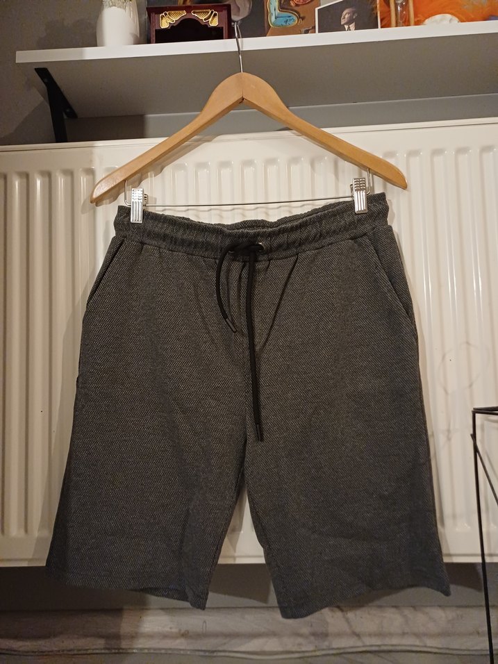 Gri Erkek Rahat Kesim Keten Bermuda Şort - Görsel 2