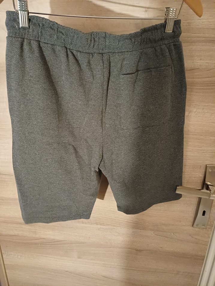 Gri Erkek Rahat Kesim Keten Bermuda Şort - Görsel 5