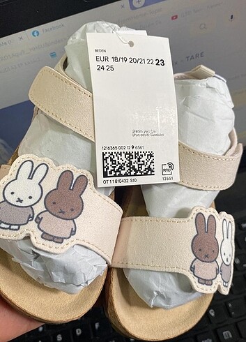 23 Beden ten rengi Renk H&M Bebek Sandalet