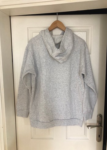 Gri Kapüşonlu Oversize Sweatshirt - Görsel 5