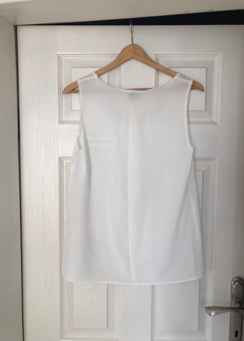 Beyaz Kolsuz Mini Kadın Bluz - Görsel 4