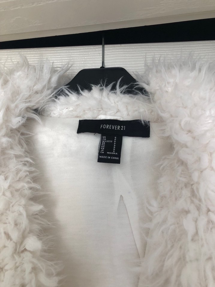 Kadın Beyaz Midi Boy Tüylü Mont - Görsel 5