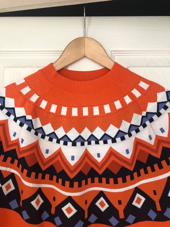 Renkli Desenli Triko Kadın Kazak - Görsel 3