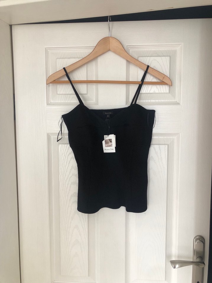 Kadın Siyah V Yaka Örme Büstiyer - Görsel 3