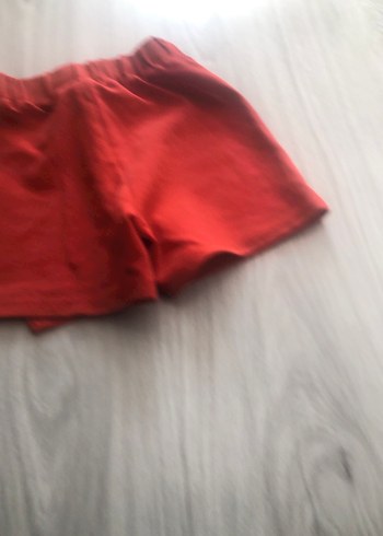 Kırmızı Mini şort etek - Görsel 3