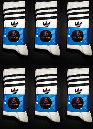 6 Çift Beyaz Adidas Tenis Çorabı 