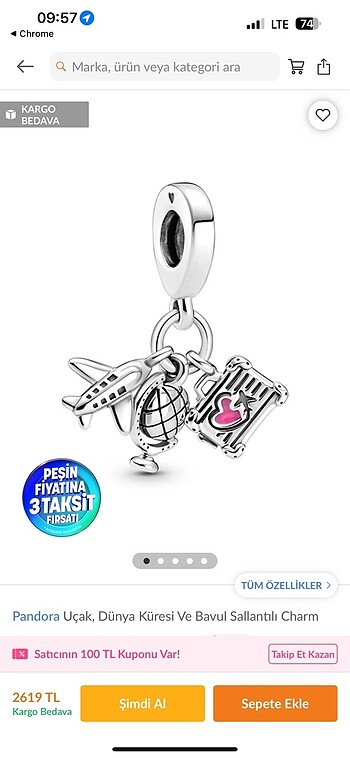 Pandora Pandora 3lü Charm Orjinal