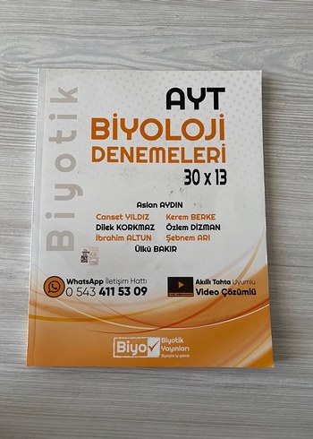 AYT Biyoloji Denemeleri 30x13 Soru Bankası