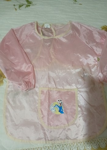 Beden pembe Renk Pembe Boyama Önlüğü, Uzun Kollu, Cepli