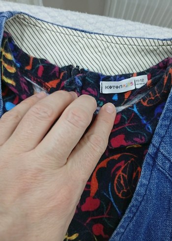 Renkli Batik Desenli Uzun Kollu Kışlık elbise ve Denim Yelek - Görsel 4