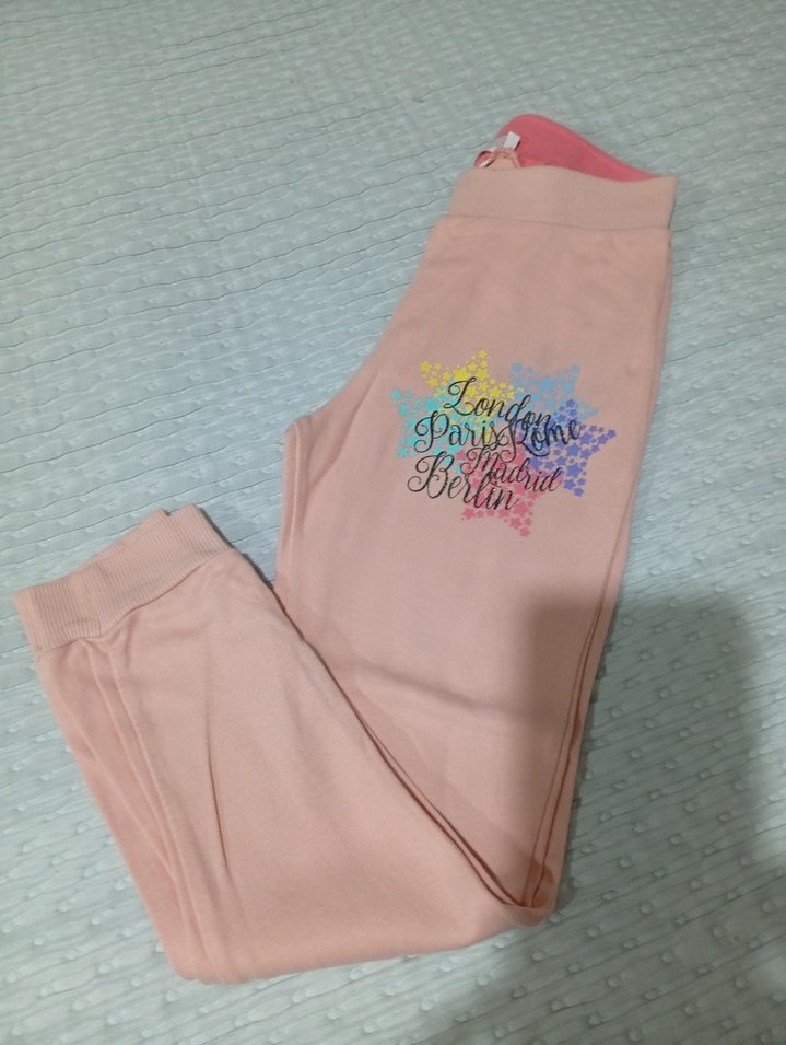 Kızlar için pudra rengi Rahat Kesim Sweatpant - Görsel 3