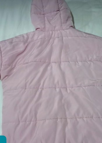 xs Beden pembe Renk Kız Çocuk Kapüşonlu Pembe Fermuarlı Mont