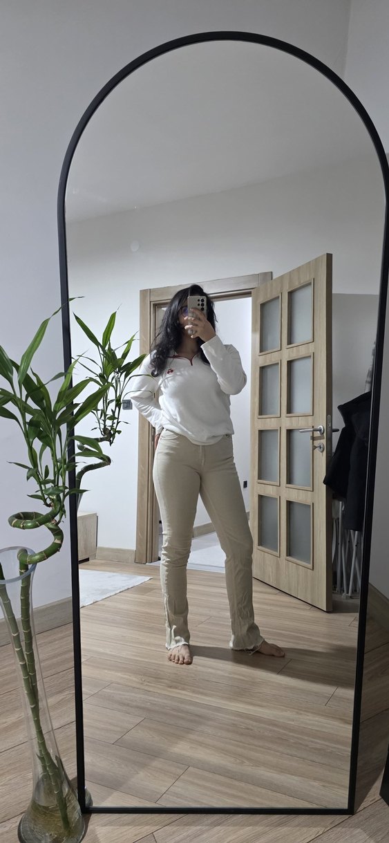 Bej Kadın Dar Kesim Midi Pantolon - Görsel 3