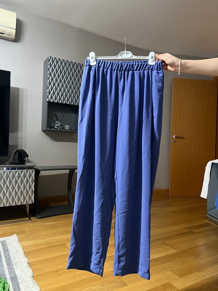 Mavi Parlak Midi Kadın Tunik takim - Görsel 2