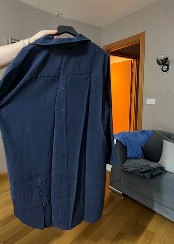 Lacivert Düğmeli Uzun Kollu Kadın Gömlek takim - Görsel 2