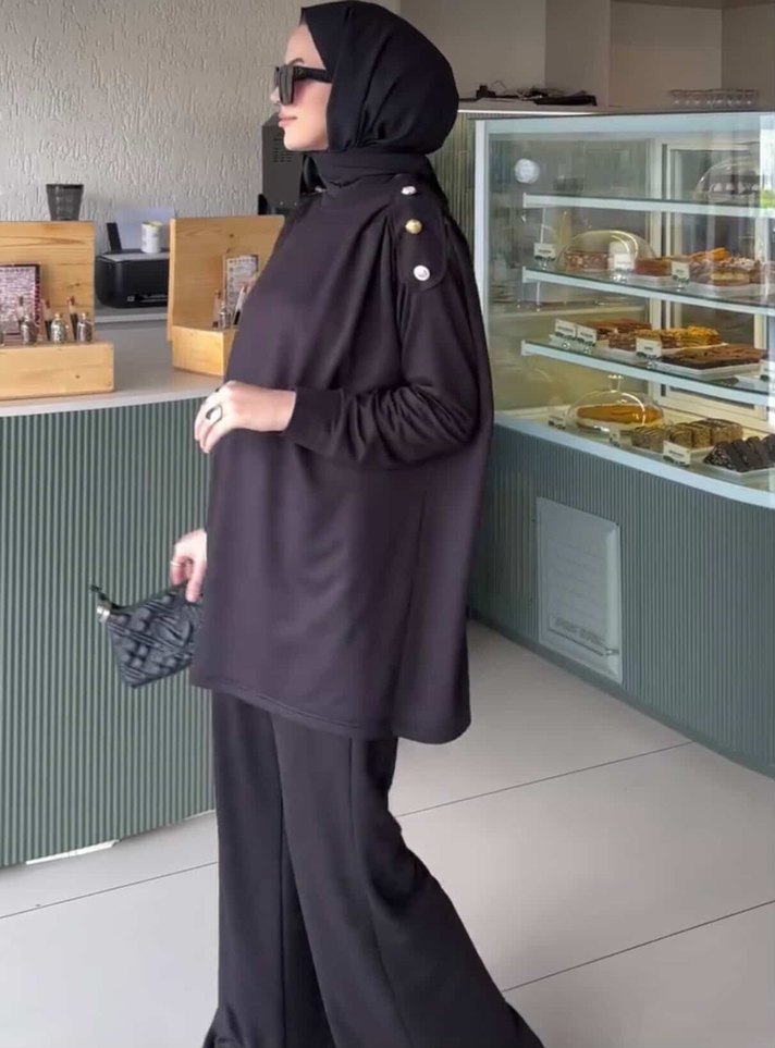 Siyah Uzun Kollu oysho Kadın Takım Elbise - Görsel 2