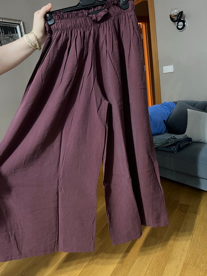 Bordo Kadın tensel kumas bol pacali ikili takim - Görsel 3