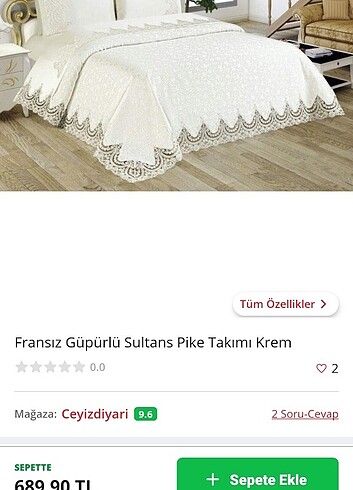 Gardine's çift kişilik pike takımı 