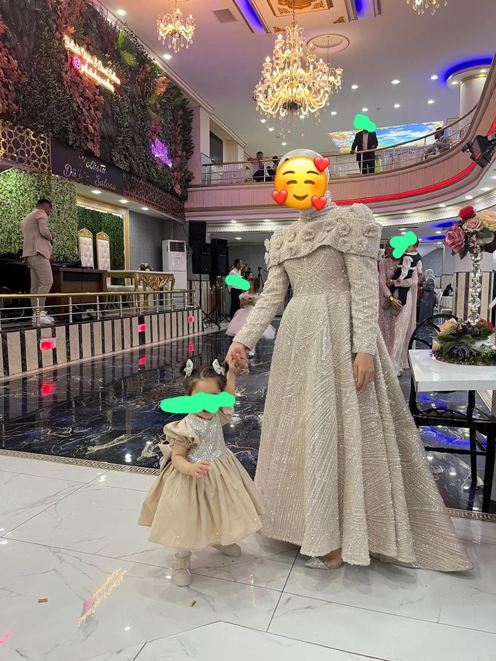 Parlak Payetli Bej Kız Çocuk Elbise abiye - Görsel 2