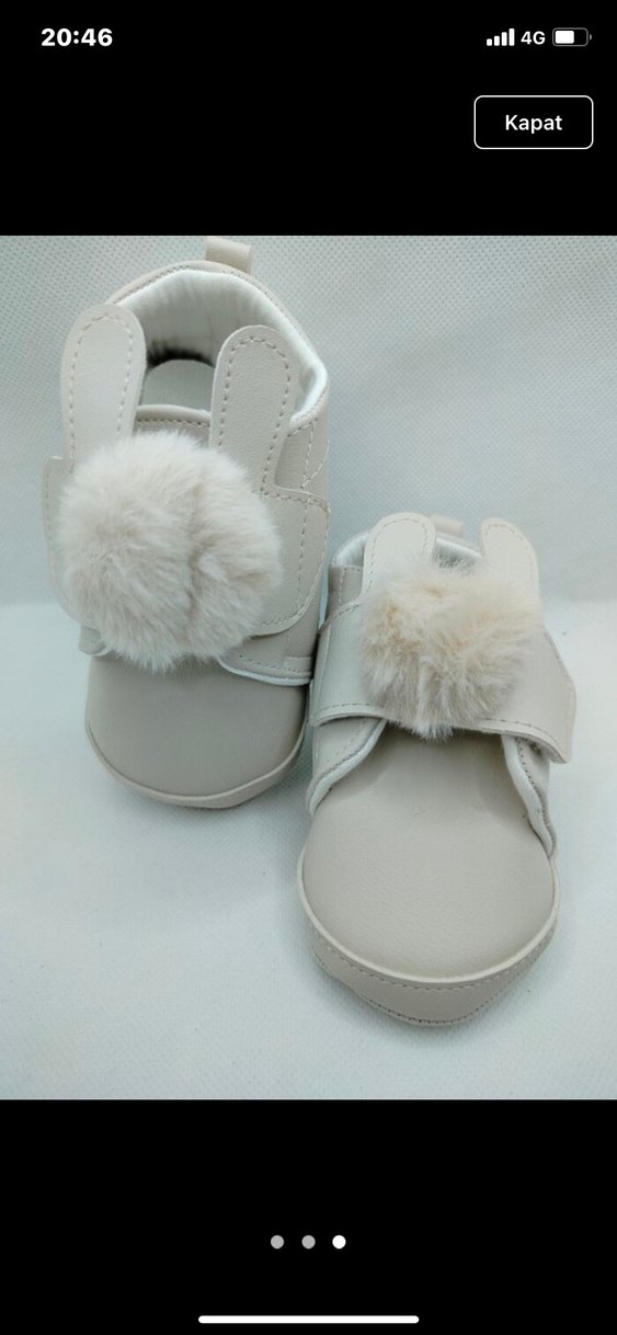 Kız Bebek Beyaz Kürklü İlk Adım Ayakkabısı - Görsel 2