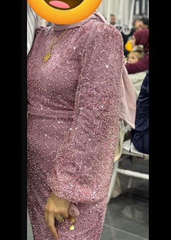 Pembe Parlak Uzun Abiye Elbise - Görsel 2