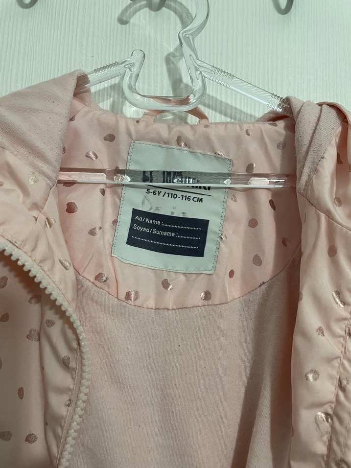 Kız Çocuk Pembe fermuarlı Yağmurluk - Görsel 4