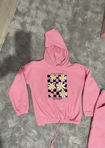 Pembe Örgü Uzun Kollu Bebek Kız Takımı - Görsel 2