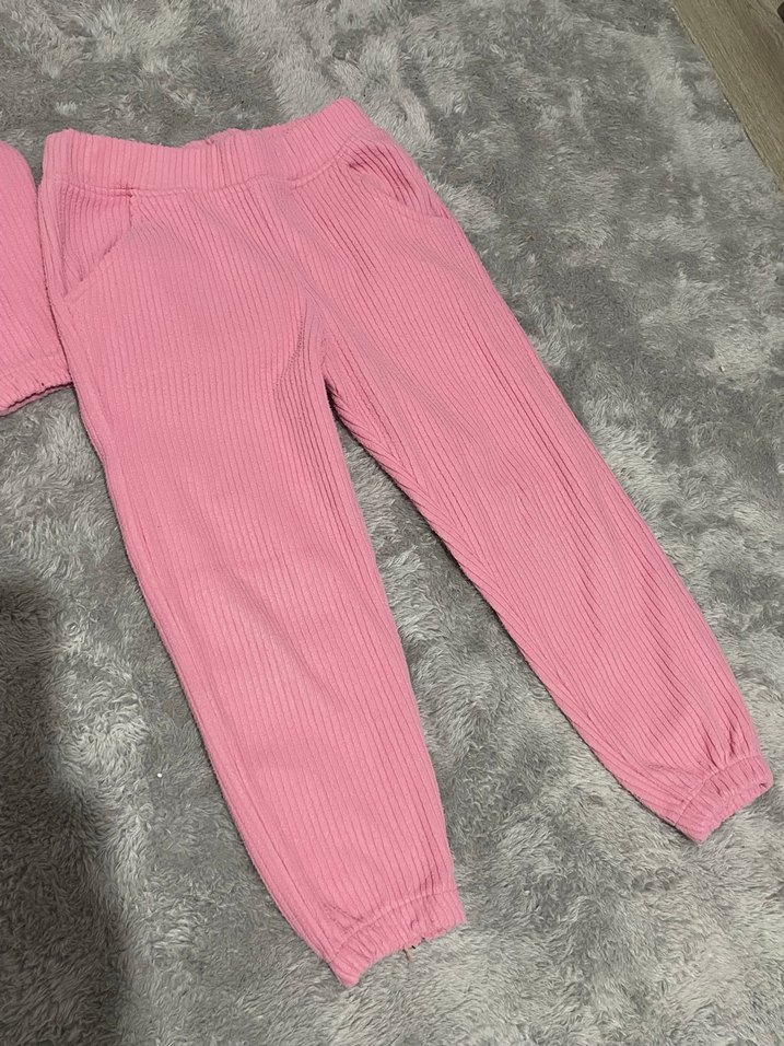 Pembe Örgü Uzun Kollu Bebek Kız Takımı - Görsel 5