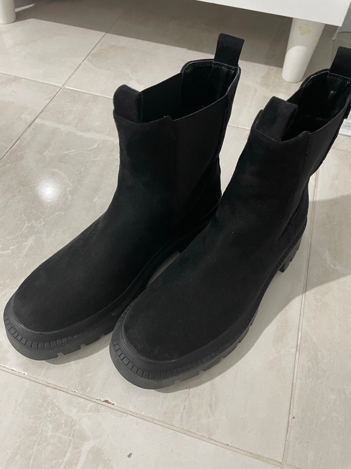 Siyah Lastikli Blok Topuklu Kadın Bot - Görsel 4