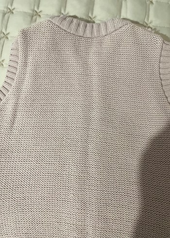 Kız Çocuk Pembe Kürklü Triko Yelek - Görsel 4