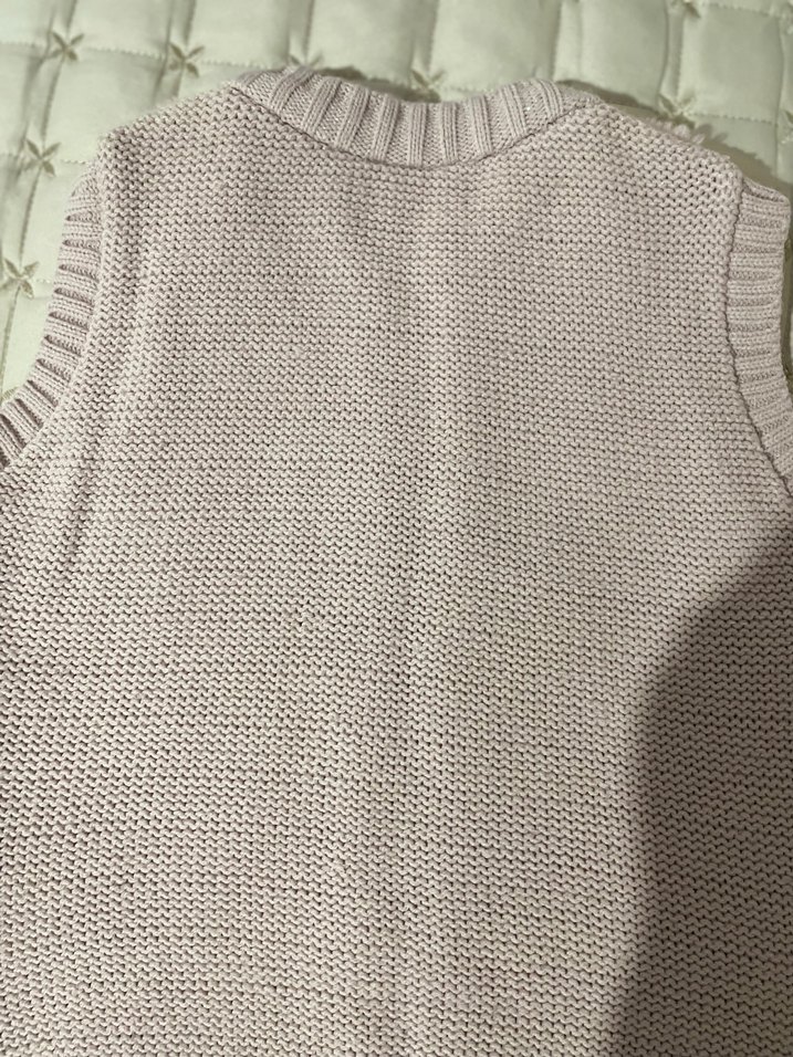 Kız Çocuk Pembe Kürklü Triko Yelek - Görsel 4