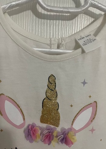 Kız Çocuk Unicorn Desenli Pastel Elbise - Görsel 4