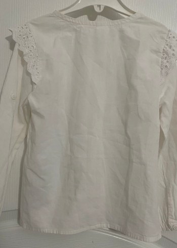 Kız Çocuk Beyaz Pamuklu Fırfırlı Gömlek - Görsel 4