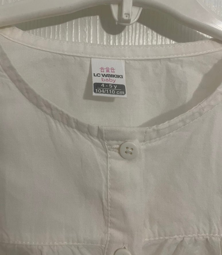 Kız Çocuk Beyaz Pamuklu Fırfırlı Gömlek - Görsel 5