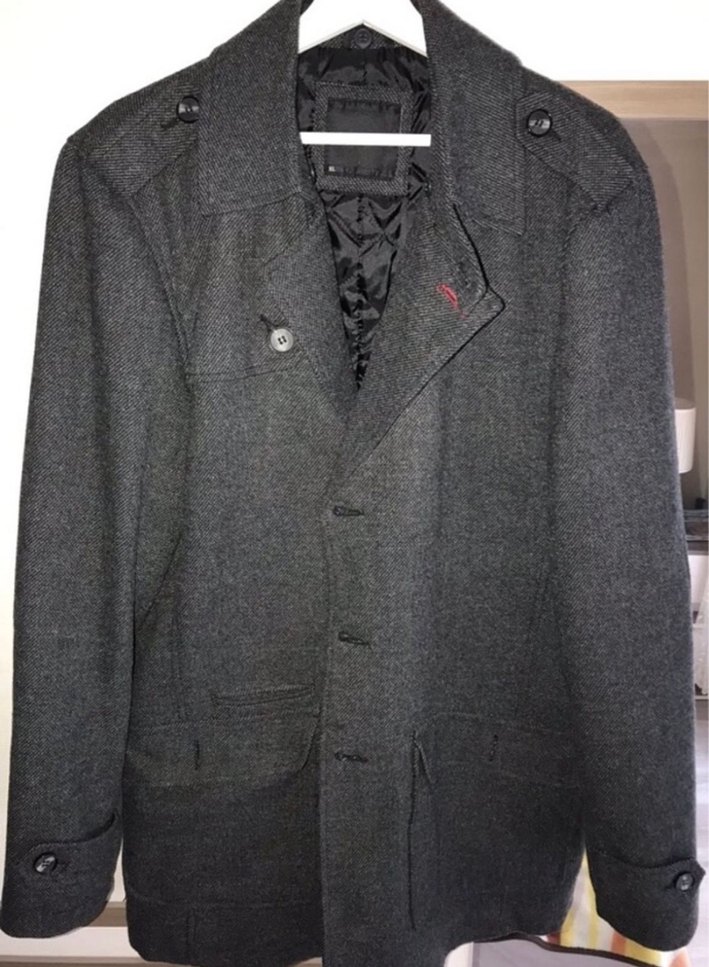 Gri Regular Fit Düğmeli Midi Erkek Kaban - Görsel 5