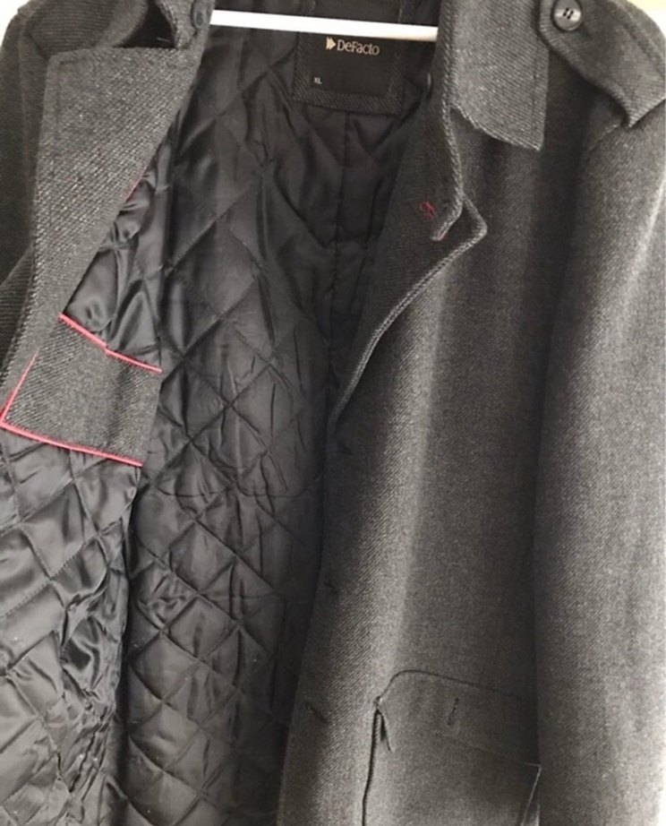 Gri Regular Fit Düğmeli Midi Erkek Kaban - Görsel 4