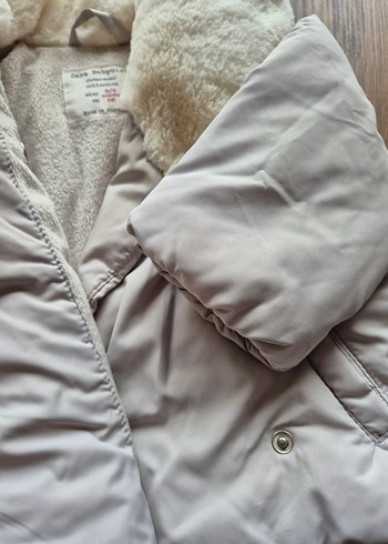 Bebek için Bej Kürklü Kışlık Mont - Görsel 3