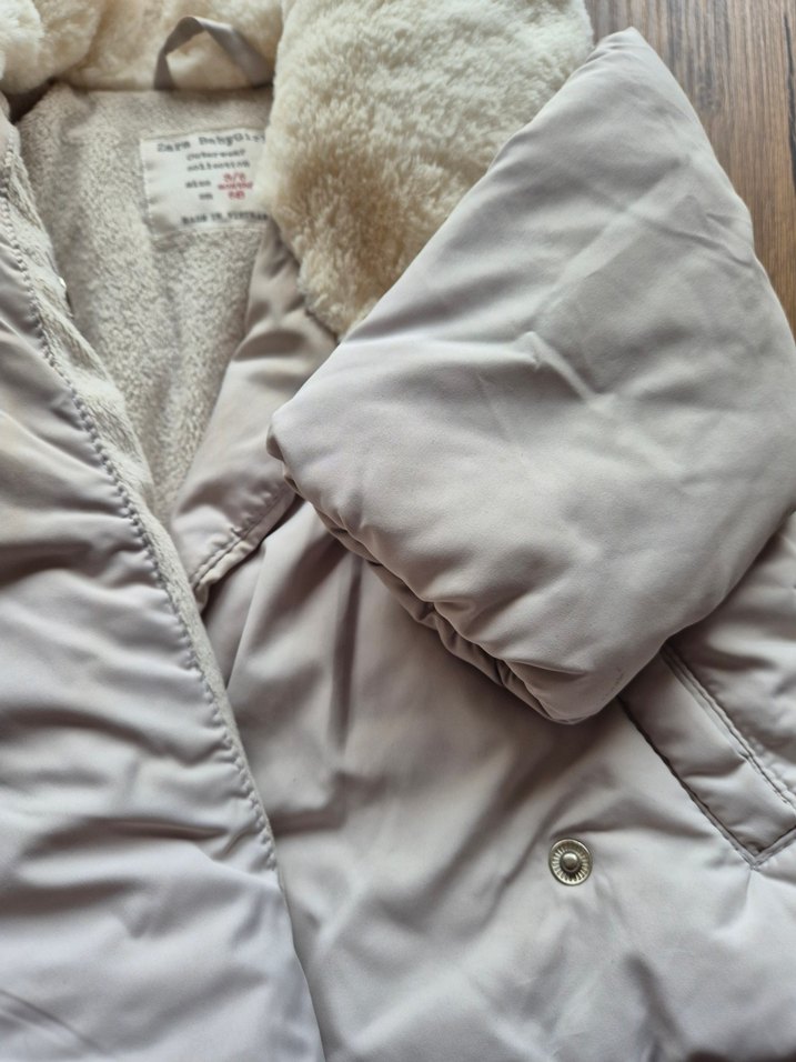 Bebek için Bej Kürklü Kışlık Mont - Görsel 3