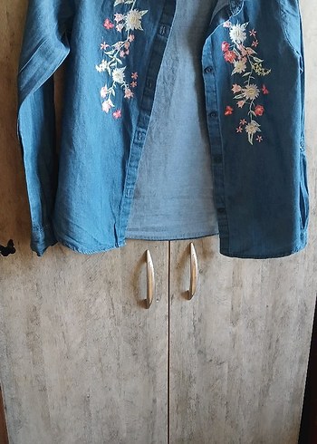 Nakışlı Düğmeli Mavi çocuk Gömlek - Görsel 5