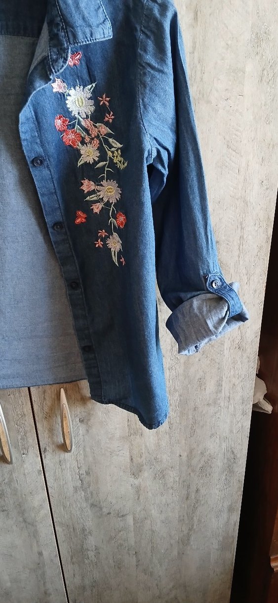 Nakışlı Düğmeli Mavi çocuk Gömlek - Görsel 2